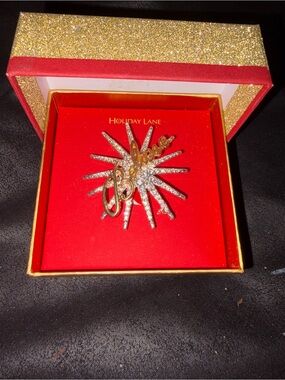 Macy's Holiday Lane "Believe" starburst rhinestone brooch